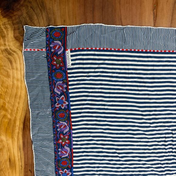 Vintage Gianni Versace Striped Floral Scarf 32" x 30” Silk Designer Q6 - Picture 2 of 5